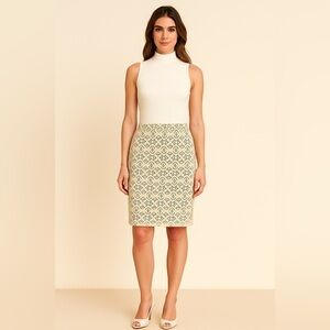 Anthropologie Cream Lace Pencil Skirt | Fully Lined | Size 8